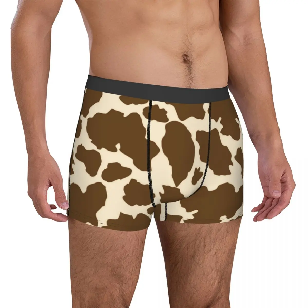 Animal Cow Print Underwear Brown Spots Pouch Hot Boxer Shorts Customs Shorts Briefs Plain Males Underpants Plus Size