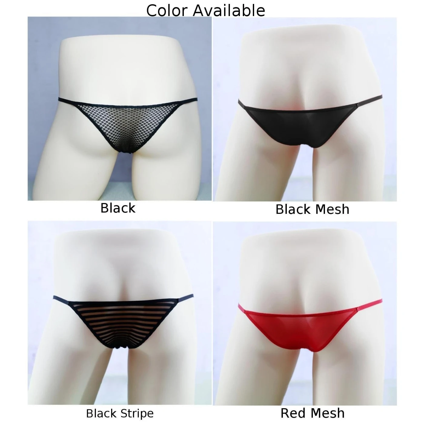 Mens Briefs Lingerie Low Waist Pouch Underwear Mesh Sheer See Through Ultra-Thin Underpants Sexy String Bikini Men Homme Slip