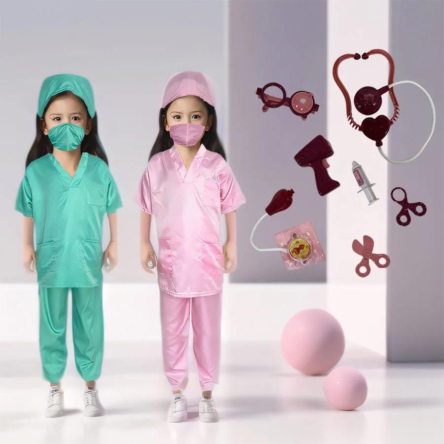 Children Doctor Clothing Medical Equipment Pretend Play Toy Nurse Uniform Role Playing Set Halloween Cosplay  Costume Toys Girl