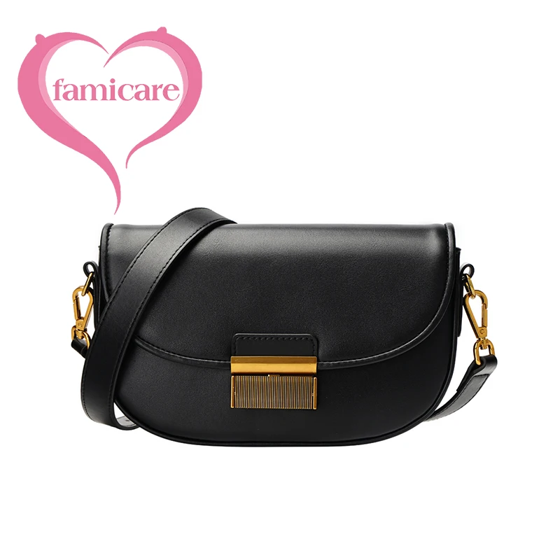 New Lady Cowhide Split Leather Saddle Bag Female Underarm Saddle Crossbody Luxury Designer Single Shoulder Crossbody For Women