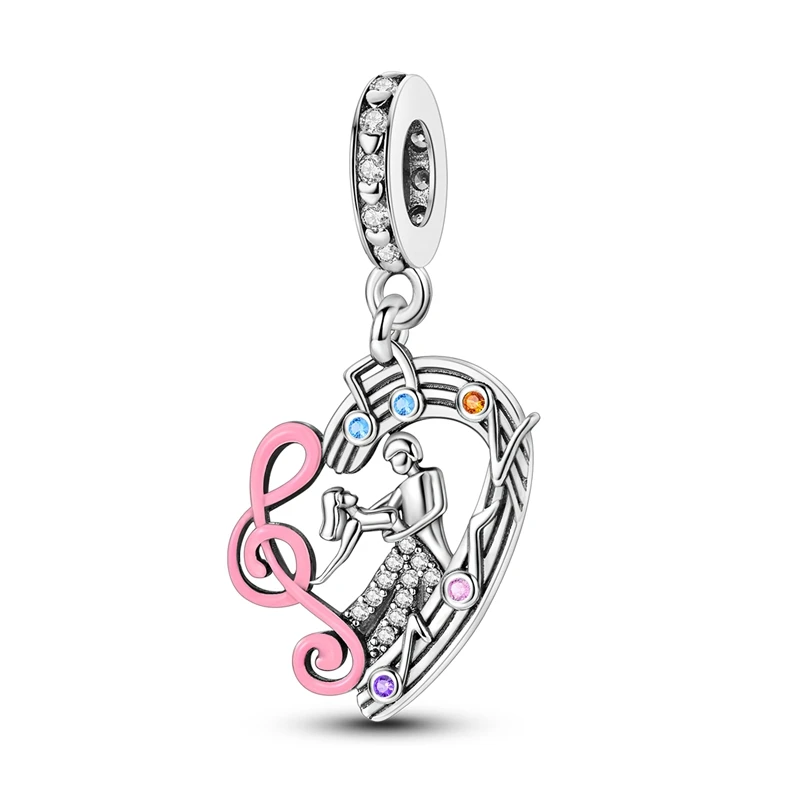925 Sterling Silver Romantic Dance Charms Beads Dangle Fit 3mm Original Bracelet DIY Women Birthday Party Jewelry