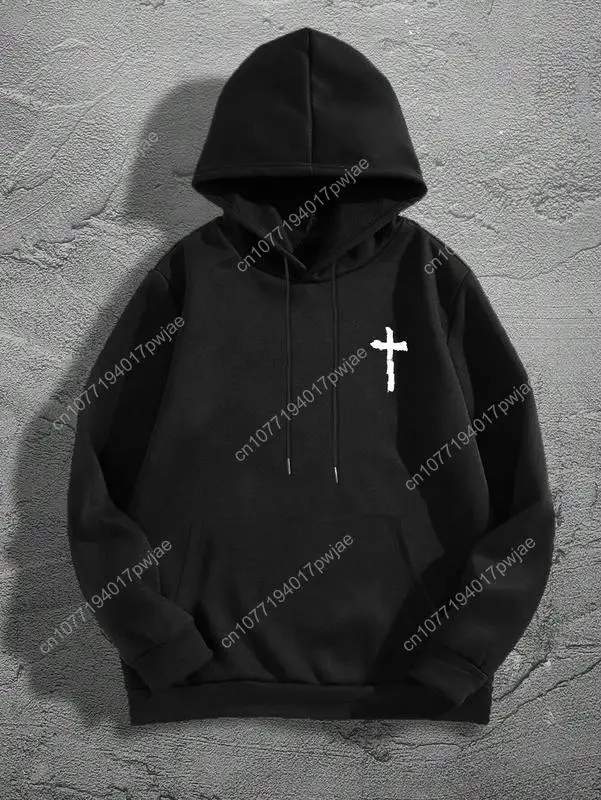 メンズ ストリート トレンディ パーカー - アメリカのニッチブランド 快適なストレッチ素材 長袖プルオーバー フード付きスウェットシャツ メンズウェア トップス