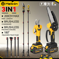 MELLWIN Brushless Electric High Branch saw 2m Telescoping Pole Pruning Scissors Garden Pruning Tool For Makita 18V Battery Pin