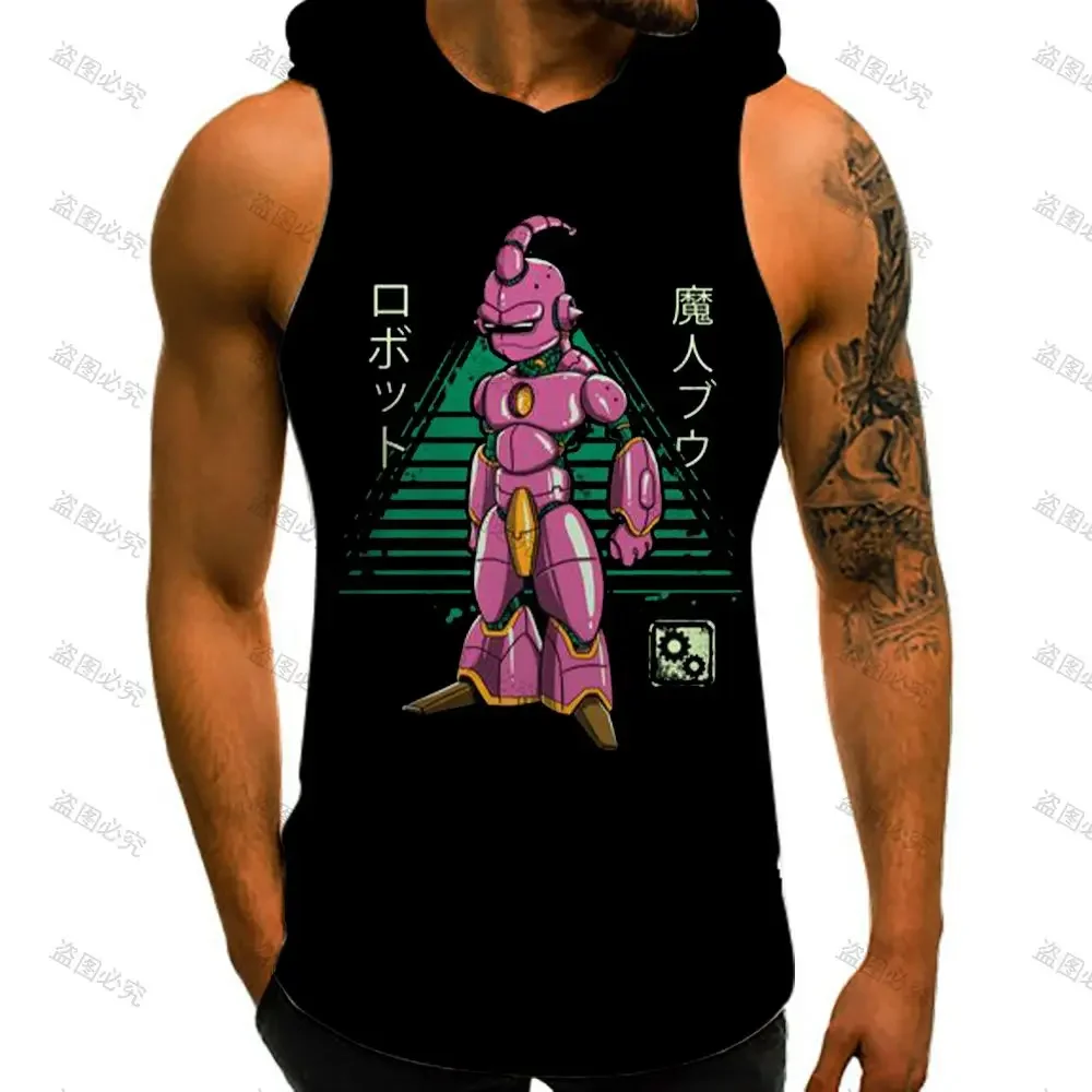 Vest With Hood Summer Dragon Ball Z High Street Running Tank Top Men Trend Sleeveless Vests Bodybuilding Fashion Men's Clothes