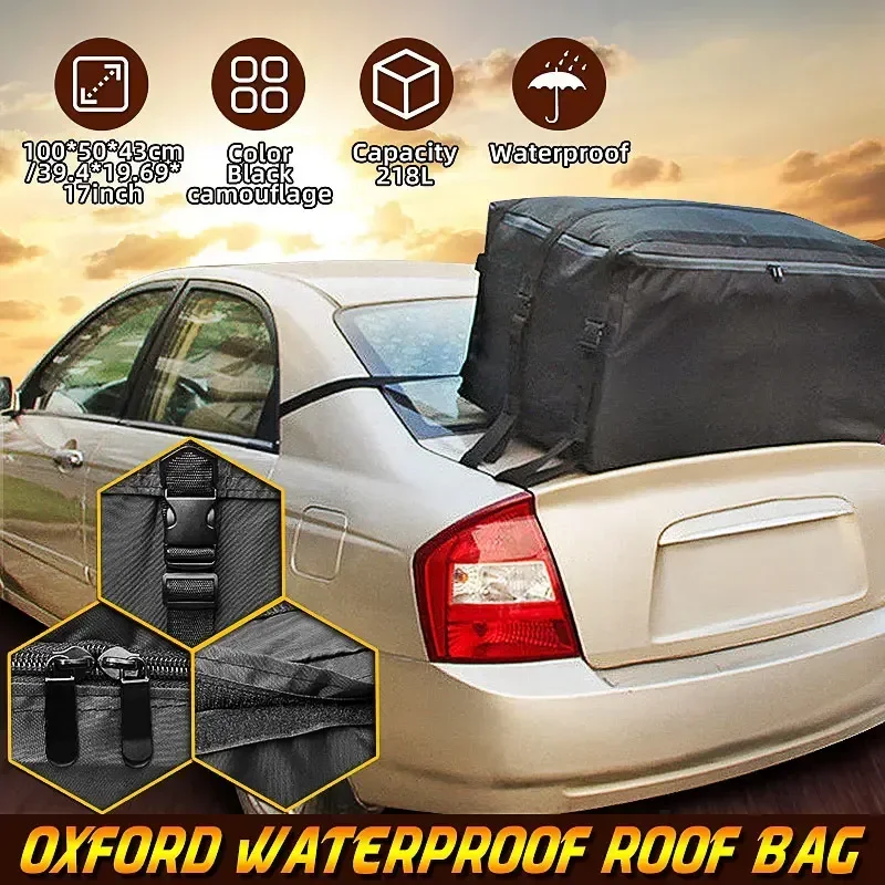 100X50X43cm Car Roof Top Bag Oxford Waterproof Roof Top Bag Rack Cargo Carrier Baggage Bag Rack Storage Luggage Travel Body Kit