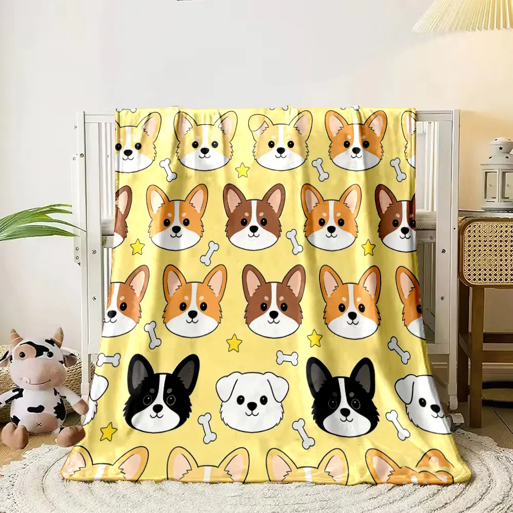 

Cute Cartoon Animal Avatars Printed Blanket Children Adult Blanket Soft and Warm Bedding for Sofa Outdoor Travel Cover Blanket