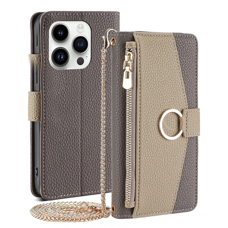 Crossbody Chain Zipper Leather Wallet Card Slot Phone Case Mirror Makeup Cover For iPhone 14 Plus 13 12 11 Pro Max XS XR 8 7 SE