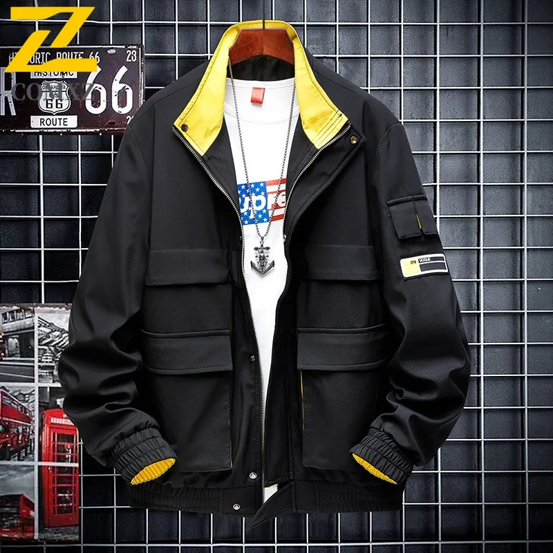 

COMXZ 2025 Men Jacket Spring Autumn Korean Style Workwear Loose Fit Plus Size Casual Coat Big Tall Fashion Trendy