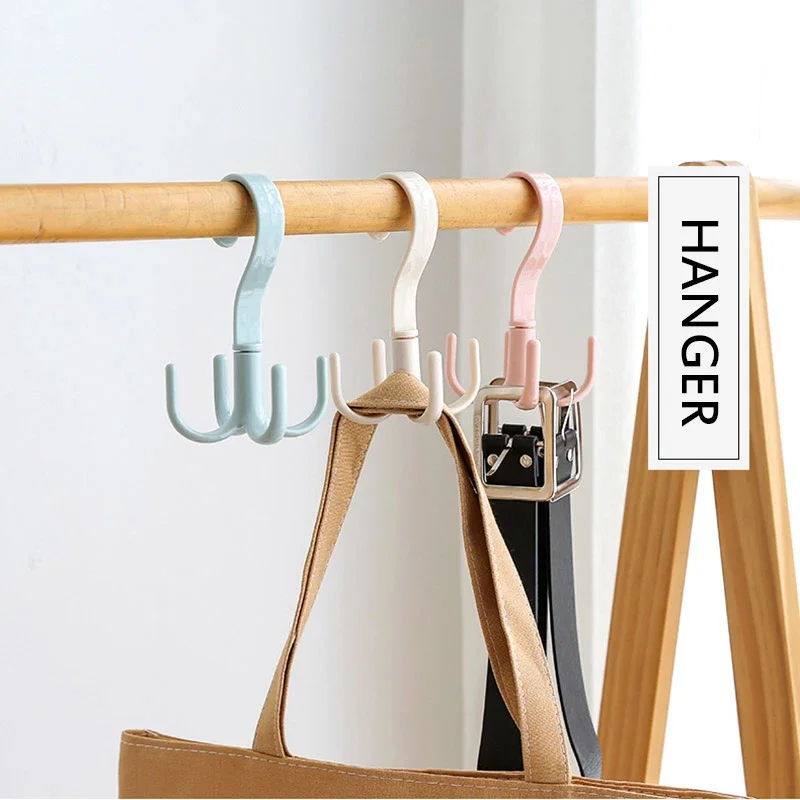Rotated Hanger Hooks Wardrobe Closet Organizer Space Saving Clothes Rack for Bags Shoes Belts Scarves Storage