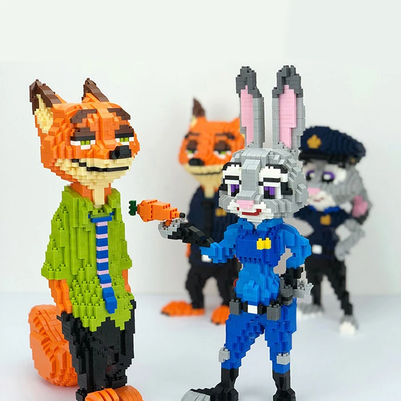 Disney Anime Judy Nick Micro Building Blocks Cartoon Movie Zootropolis Diamond Bircks Model Fox Rabbit Toys Adult Children Gifts