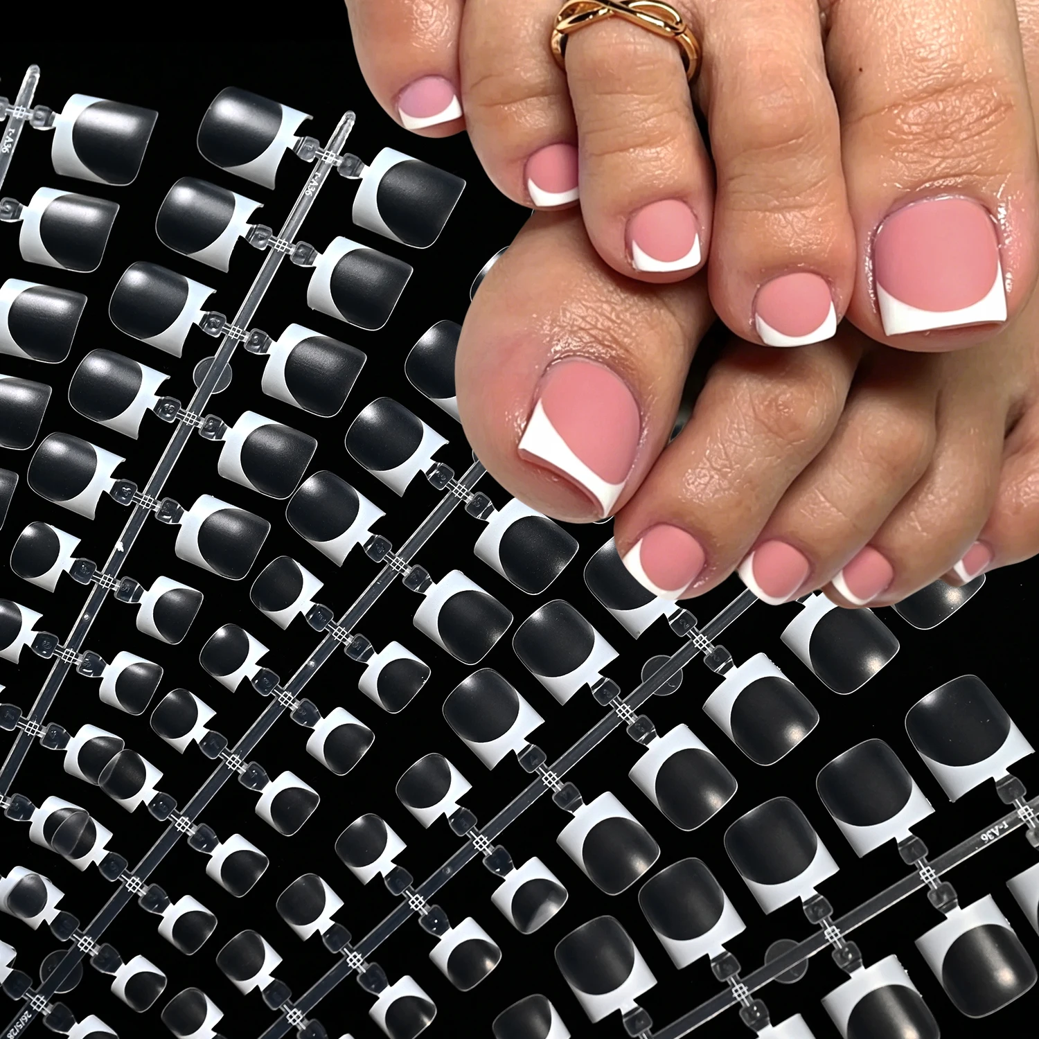 150Pcs Transparent French Tips Press On Toenail Simple Short Square Summer Fake Toenails Full Cover Wearable False Foot Nails TD