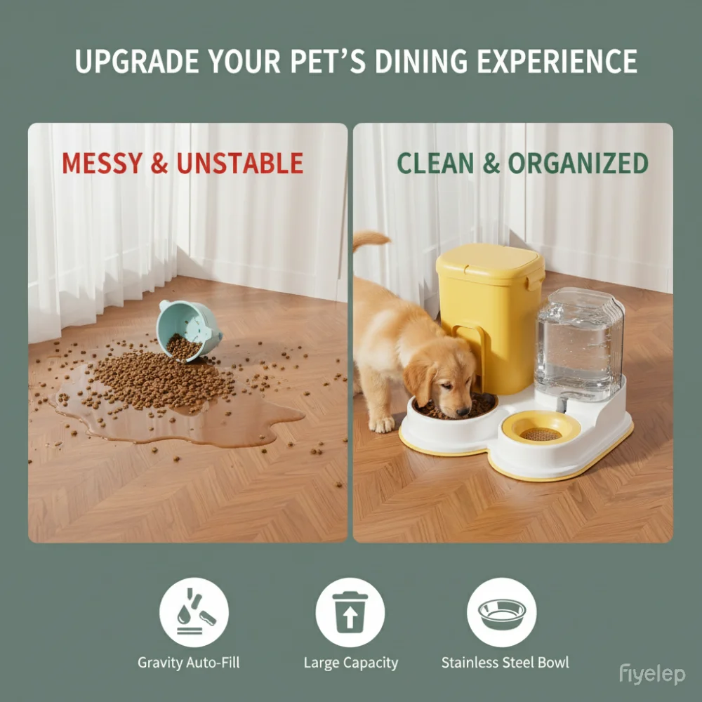 

Автоматическая кормушка и поилка 2 в 1 для домашних животных с защитой от опрокидывания, антибактериальная миска из нержавеющей стали для кошек и собак