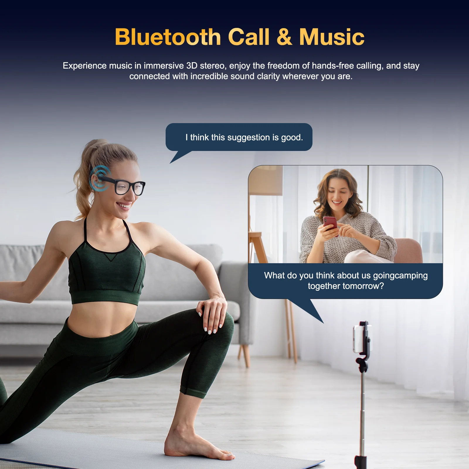 800W KI-Kamera Smart-Brille Echtzeit-Übersetzung Chat 1080P Videoaufnahme IP65 Wasserdicht 41g Ultraleicht