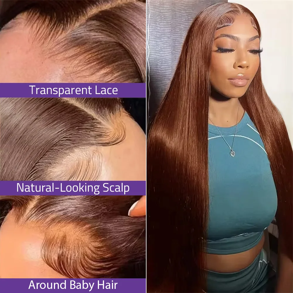 13x4 13x6 شفاف HD الدانتيل أمامي باروكة من شعر طبيعي قبل قطعها 36 بوصة الشوكولاته البني العظام مستقيم الدانتيل الجبهة الباروكات البرازيلي