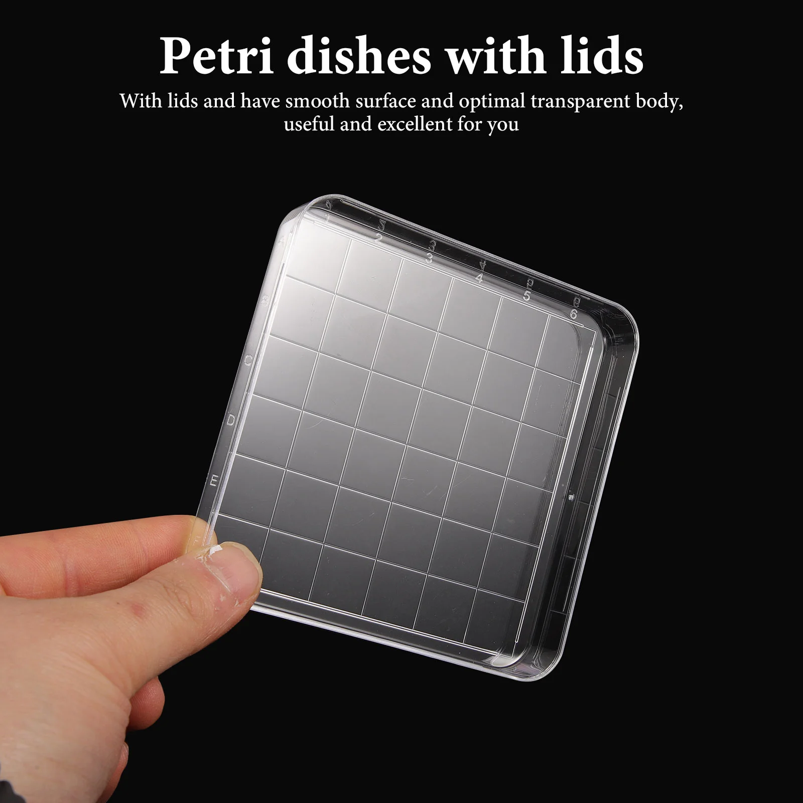 10 Pcs Square Petri Dish Clear Dishes for School with Lids Plate Sample Culture