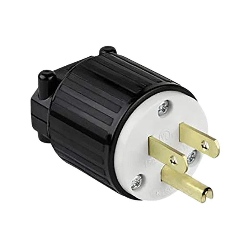 

Retail Industrial Grade 15A 125V 50-60HZ Straight Blade Plug, NEMA 5-15P 2P 3W 66200-BK Black US Plug