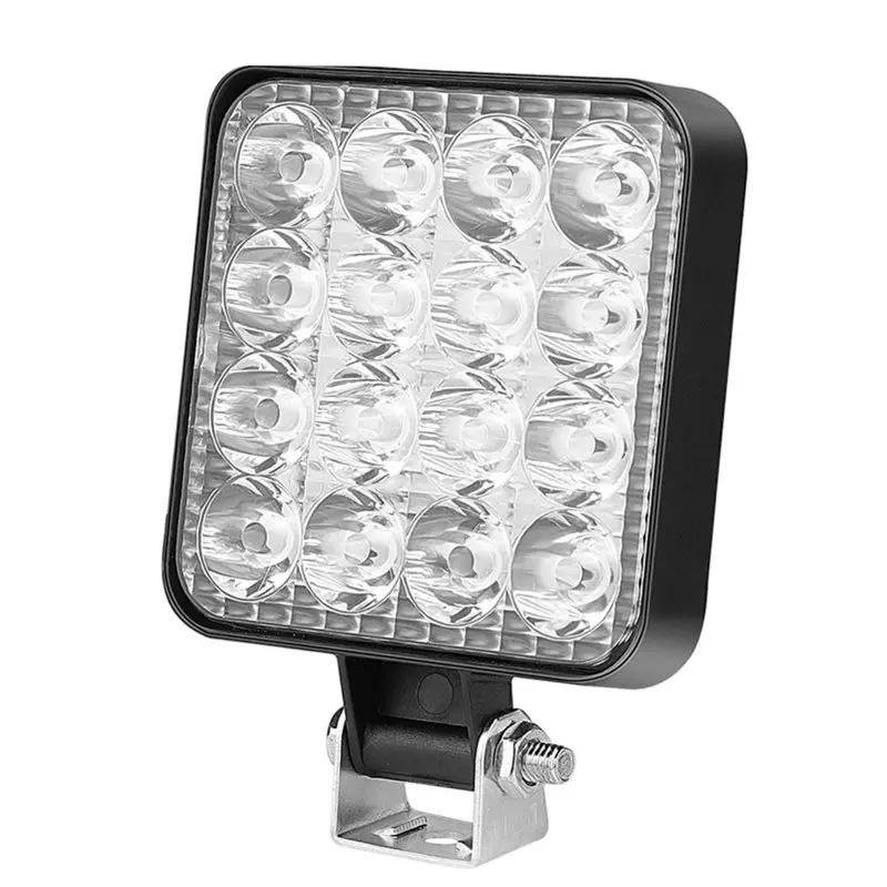 12V Mini LED Light Off Road Spotlight Square 16 Bulbs Automotive LED Work Light 48W Driving Assistance Light-Boom