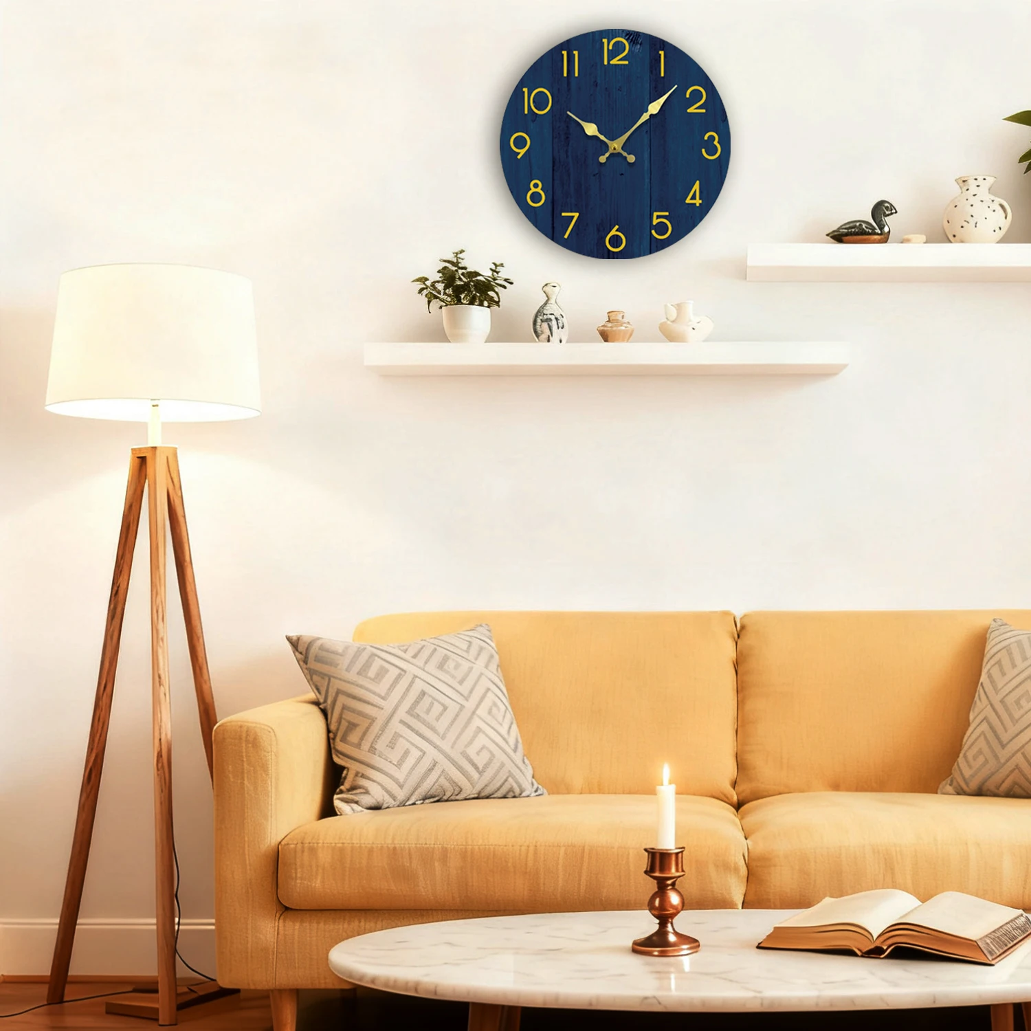 

Fashion Wooden Wall Clock for Living Room Bedroom Study Non Ticking Clock Stylish Gift for Home Decor Enthusiasts 8 10 12 Inch