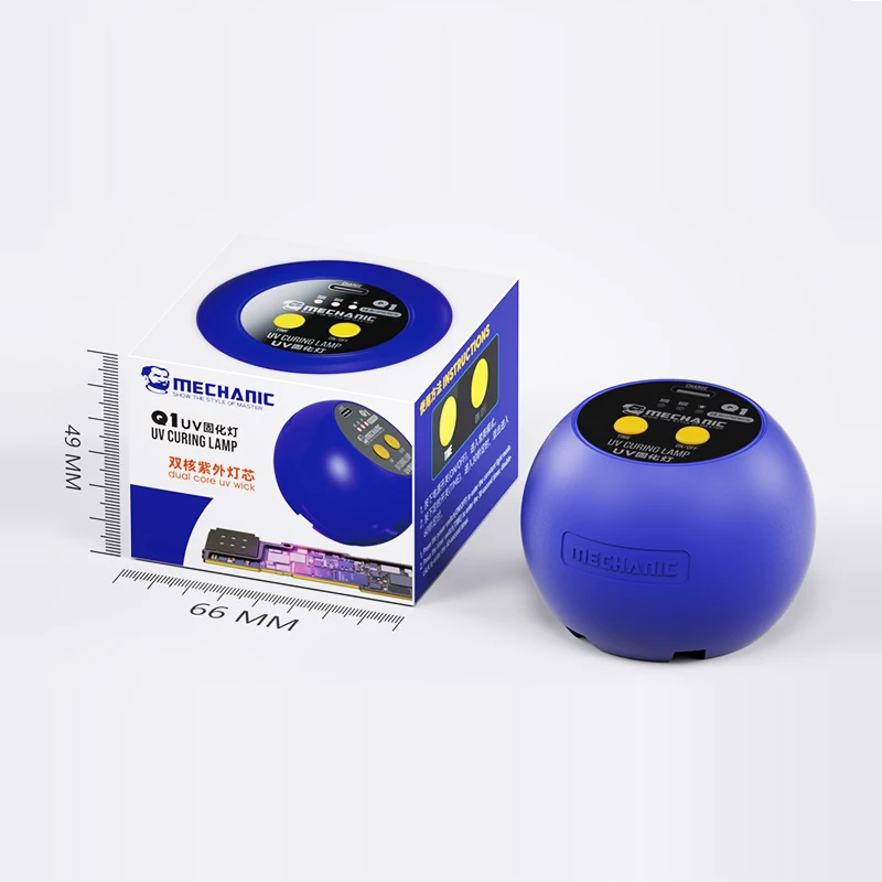 MECHANIC lampu Curing UV LED Binuclear Q1/Q2 baru lampu UV optikal perekat tanpa bayangan minyak hijau penggunaan nirkabel isi ulang sumbu UV