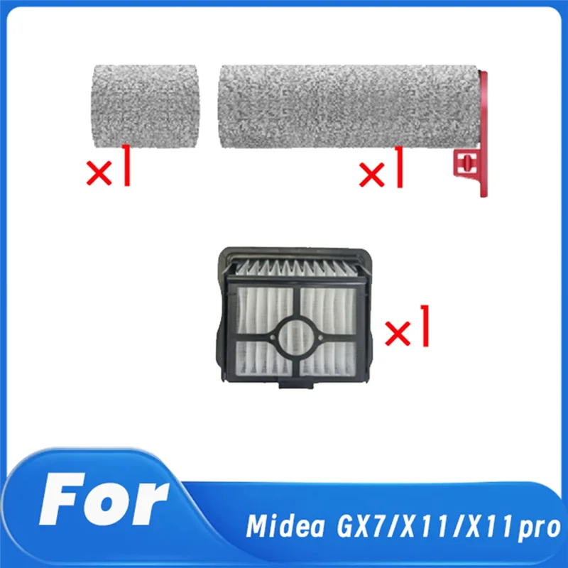 Midea X11/X11 Pro/GX7 바닥 스크러버 예비 부품 용 롤러 브러시 필터 세그먼트 플러프 롤러 브러시 어셈블리
