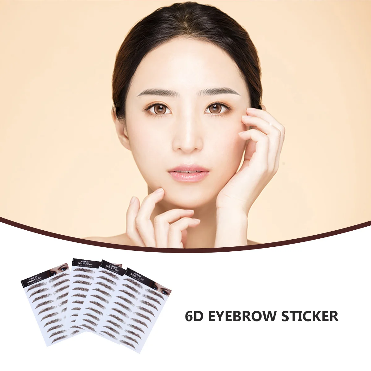 

4Pcs False Eyebrows Cosmetics 6D Hair-Like Eyebrow Stickers Waterproof Fade-Resistant Reapplicable for Perfect Brow Shape