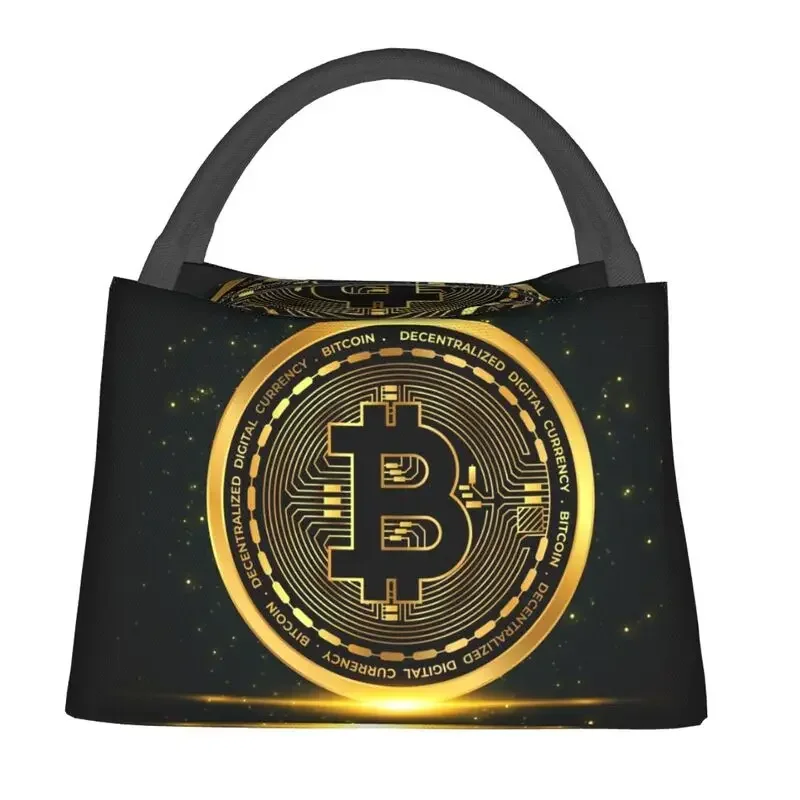 Custom Bitcoin Crypto Cryptocurrency Lunch Bag Women Warm Cooler Insulated Lunch Box for Work Pinic or Travel Lunch Bag