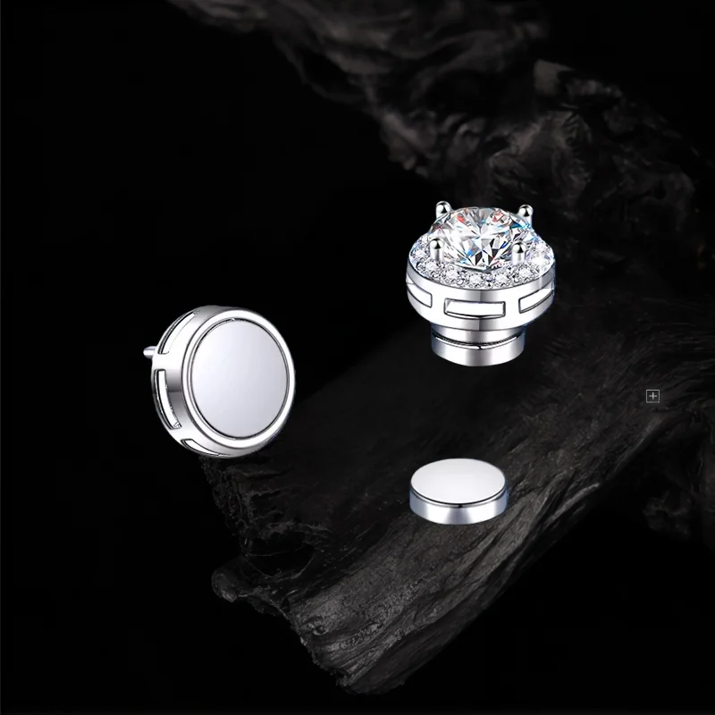 

1CT S925 Серебряные магнитные серьги с муассанитом для мужчин и женщин, высококачественный минималистичный дизайн, не требуется пирсинг, подарок на день рождения