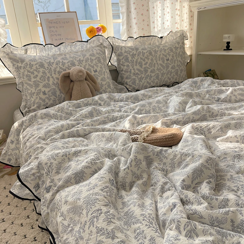 Bonenjoy 1pc Quilt Plant Printed Duvet 150x200 Comforter Thin Duvets 200x230 Home Bedspread 여름이불 Quilted Blanket (No Pillowcase)