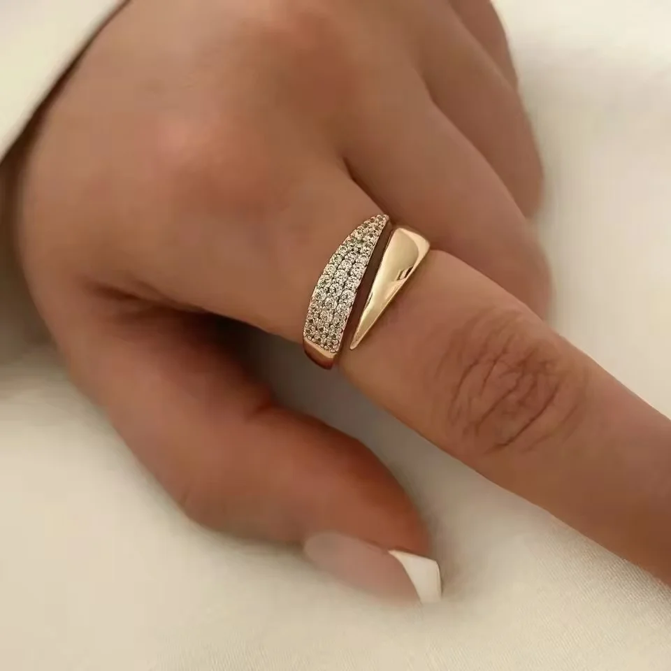 Fashion Irregular Geometry Full of Zircon Rings Personality Multilayer Index Finger Ring for Women Charm Jewelry Accessory Gifts image 2