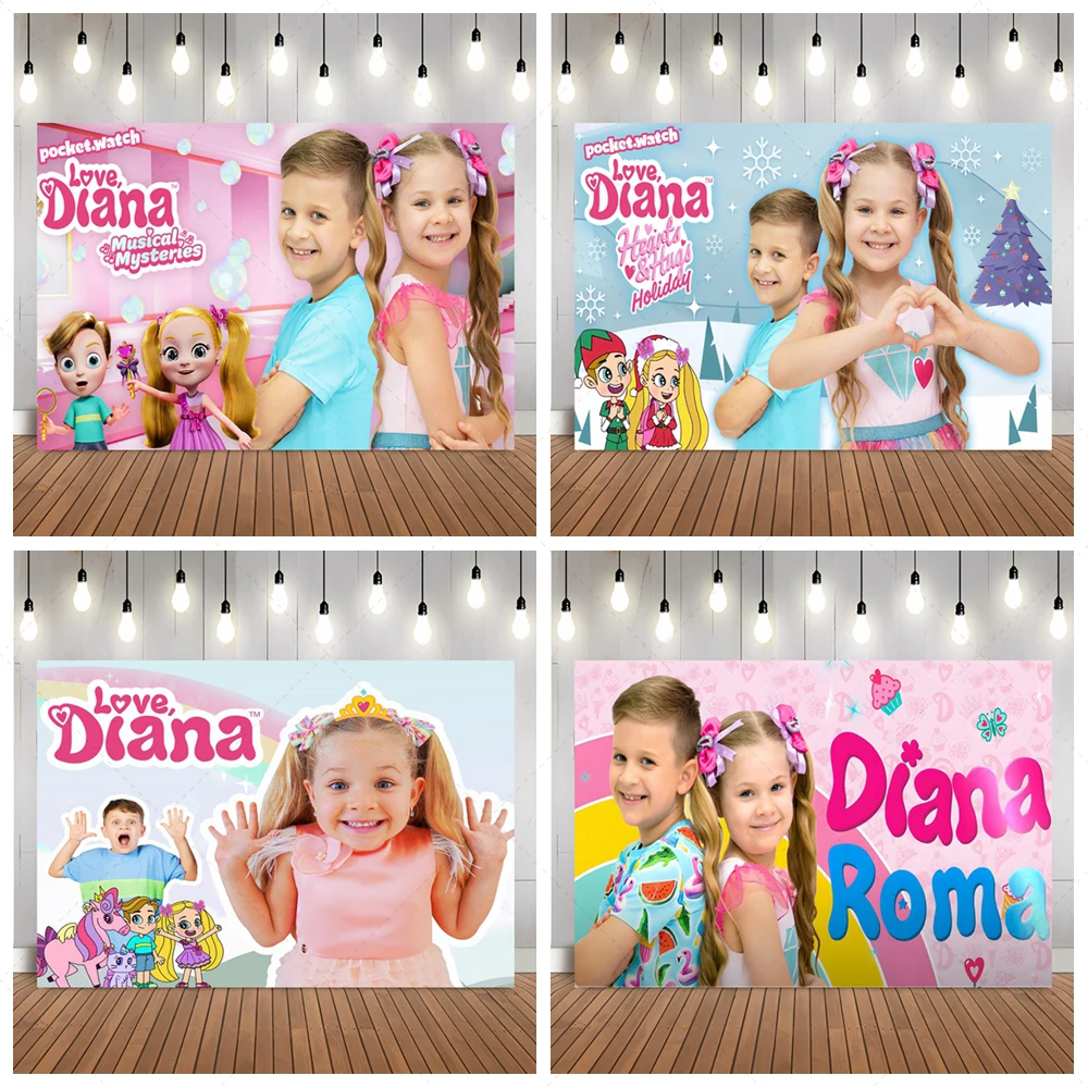 

Diana and Roma Decoration Birthday Party Backdrop for Kids Baby Shower Banner Photo Background Photography Props Studio Supplies
