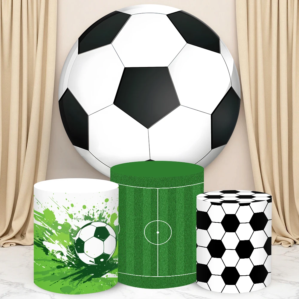 

Football Theme Round Cylinder Backdrop Cover for Kids Birthday Decor Baby Shower Photography Background Cylinder Cake Cover
