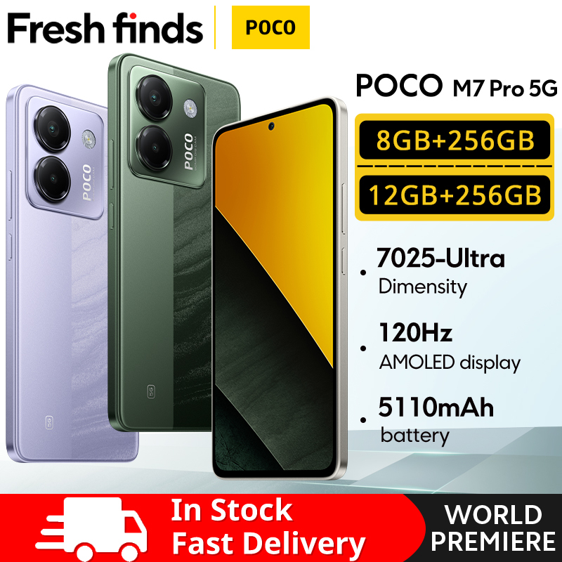  【Brand+】Newest POCO M7 Pro 5G Global Version Dimensity 7025-Ultra 120Hz FHD+ Eye-care AMOLED Display 5110mAh Battery NFC 