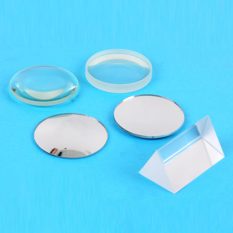 Optical Lens Set 6 PCS Concave Convex Lens mirror triangular prism Physical Optical Kit for Students School Lab Experiment