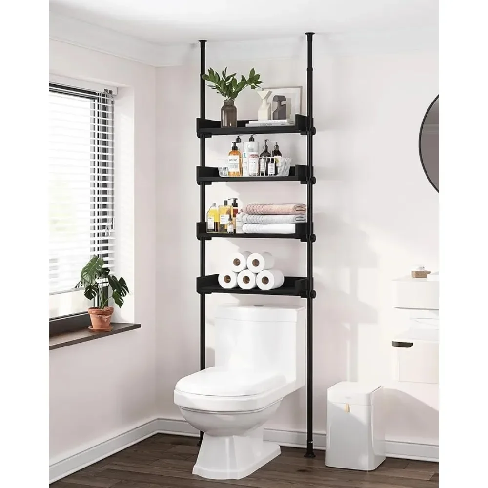 

Vanity Bathroom Mirror Cabinet Storage 92 to 116 Inch Tall Shower Rack Fit Most Showers Over The Toilet Shelf Wc Furniture Black