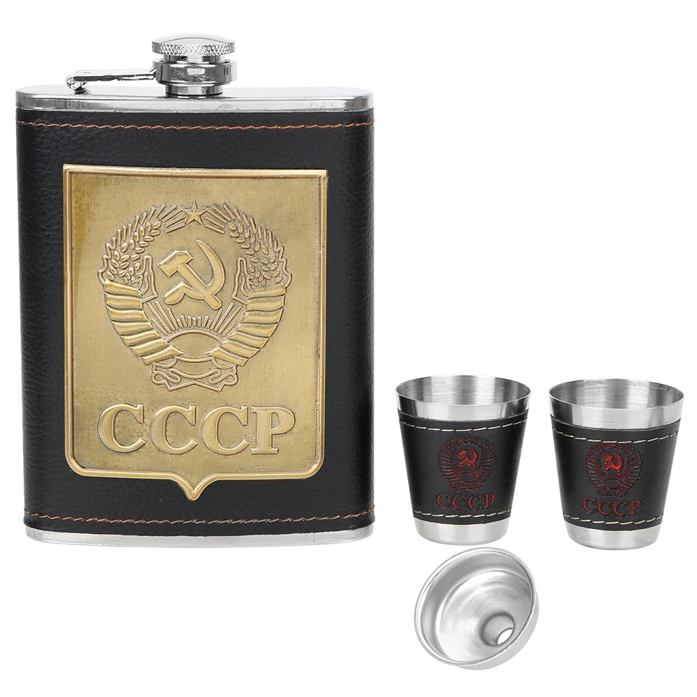 Alcohol Wine Container Drinkware 8oz Stainless Steel Whisky Vodka Bottle Kit Hip Flasks with Cups Funnel Anti Slip