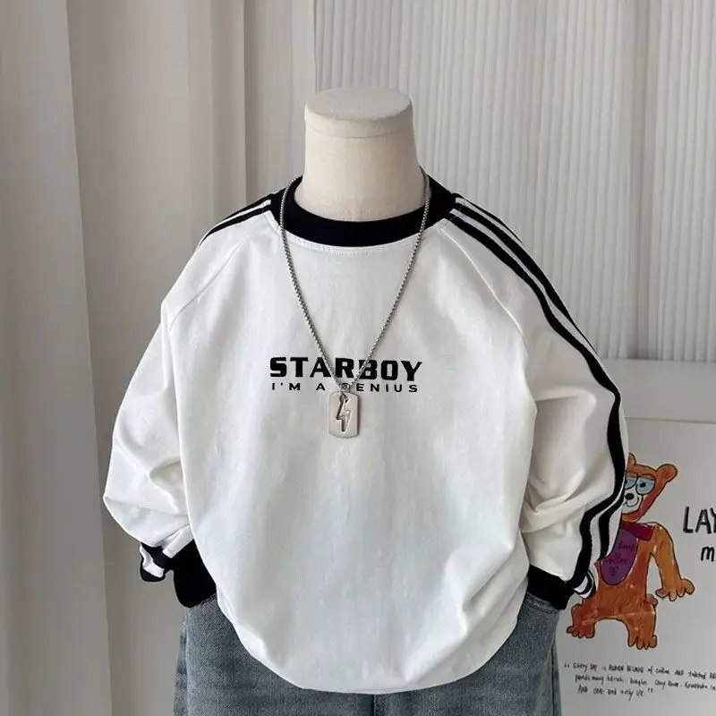 100% Cotton Long Sleeve T Shirt Boys Girls Fashion Autumn Winter Base Layer Top Kids Children Clothing