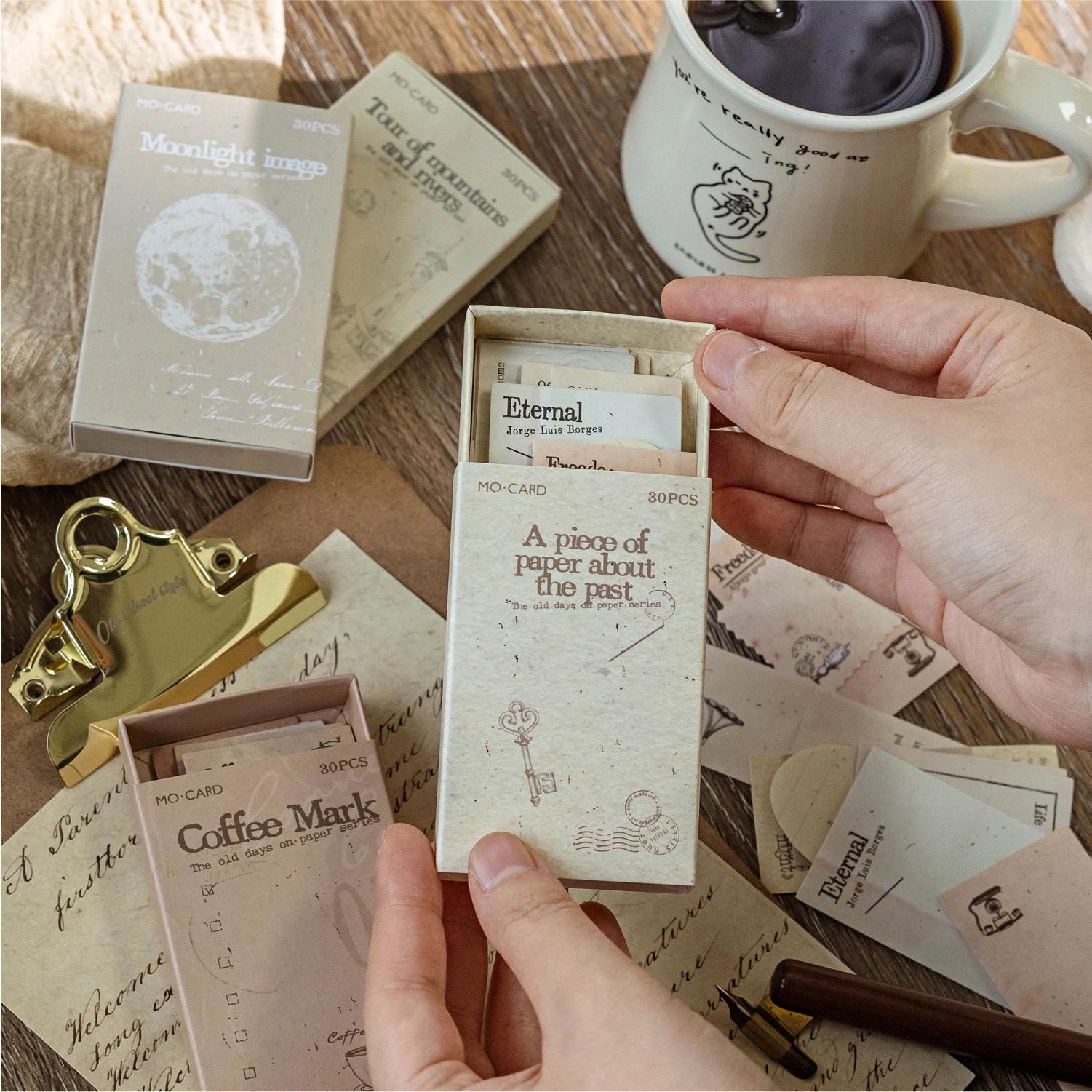 30 ورقة ملصقات مذكرة عتيقة مادة ورق الكرافت DIY بها بنفسك سكرابوكينغ غير المرغوب فيه مجلة لاصقة تزيين القرطاسية #2