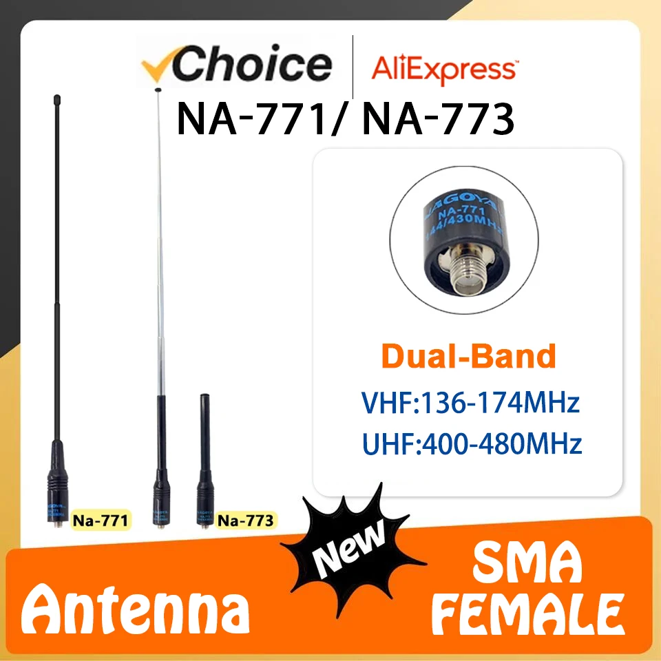 Na-771 antena walkie talkie NA-773 antena nagoya ganho aéreo vhf/uhf sma fêmea para quansheng UV-K6 baofeng UV-5R cb rádio amador