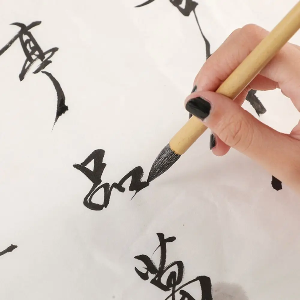 Oil Watercolor Chinese Calligraphy Brush Wolf Hair Bamboo Scriptures Writing Brush Oil Painting Art Paint Brush Class