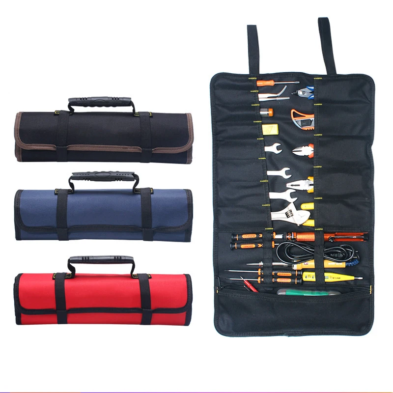 Roll Up Electrician Tool  Multi-pockets Bag Screwdriver Plier Cutter Storage Organizer Bags