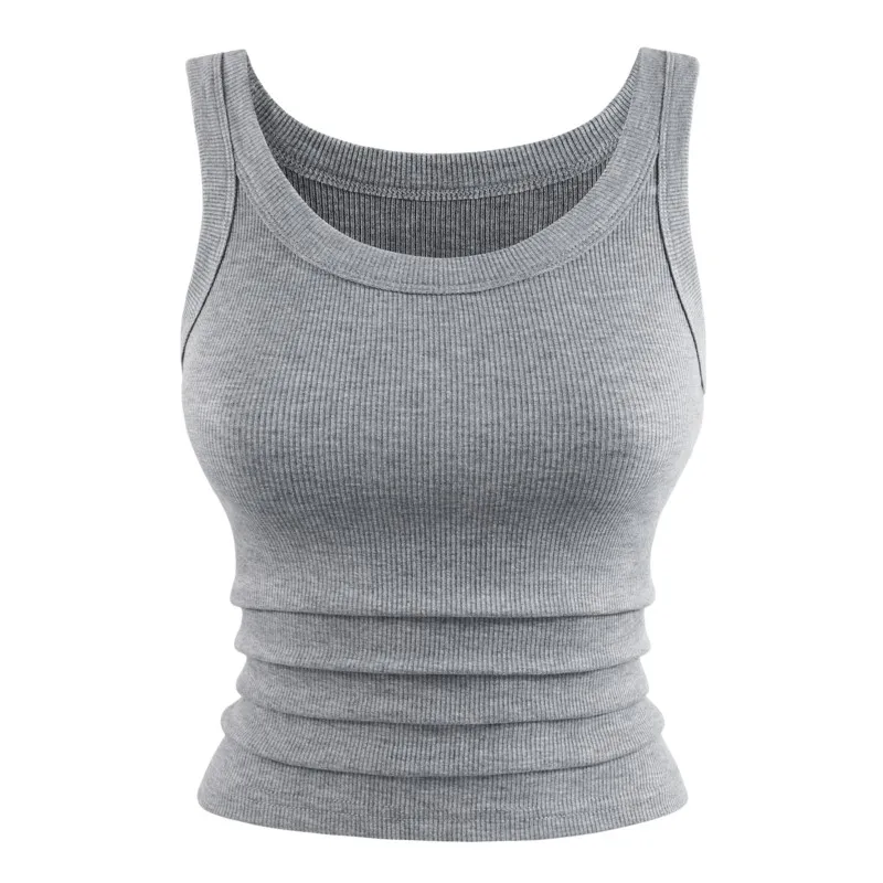 3-teiliges Y2K Geripptes Baumwoll-Tanktop-Set für Damen, Sommerliches Slim-Fit O-Ausschnitt Ärmelloses Casual Weiches Atmungsaktives Unterhemd für Sport und Alltag