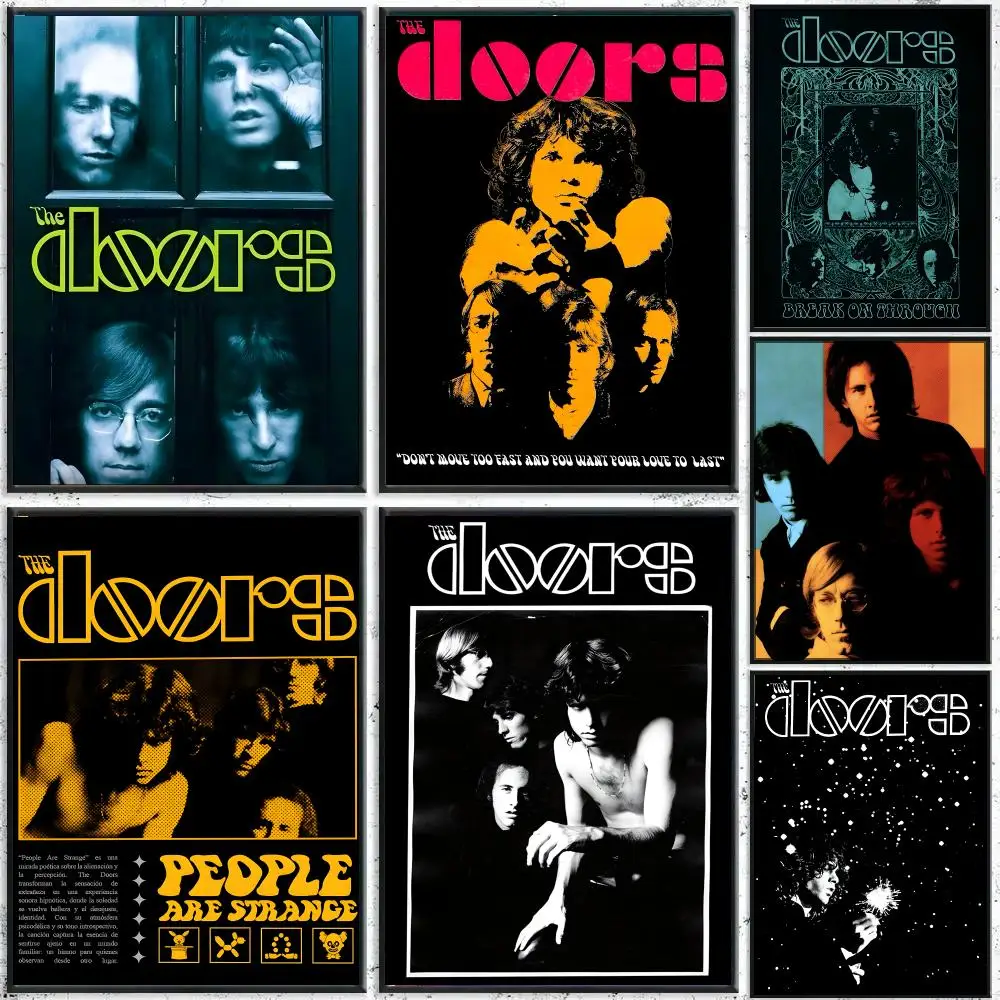 T-The Doors Band Poster HD, wasserdichter Wandaufkleber für Arbeitszimmer, Wohnzimmer und Garage, ein tolles Geschenk für Fans.