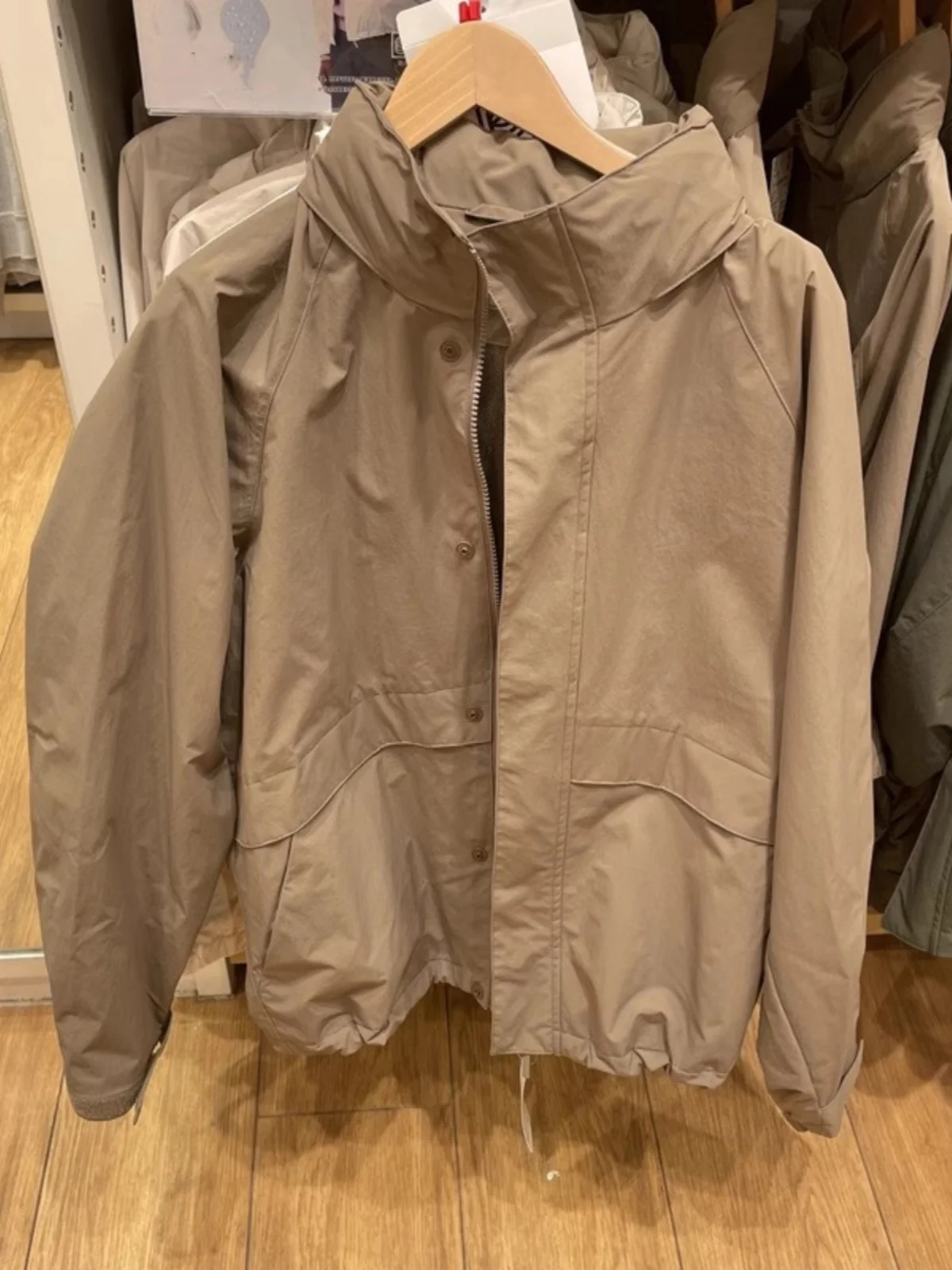 

2025 Spring Autumn New Couple Matching Hooded Stand Collar Windproof Men Women Jaet Casual Sle Polyester Fiber Long Sve