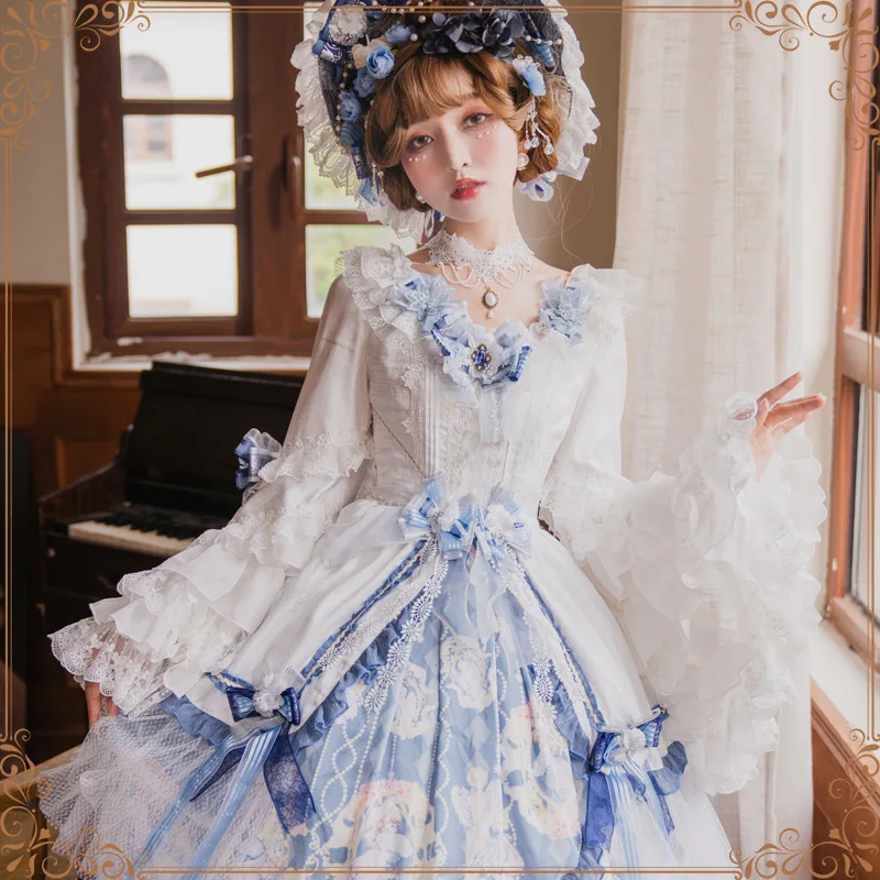 Victorian Gothic Lolita Women One Piece Dresses Girls Kawaii Princess Sweet Lace Dress Japanese Harajuku Cosplay Costume Dress