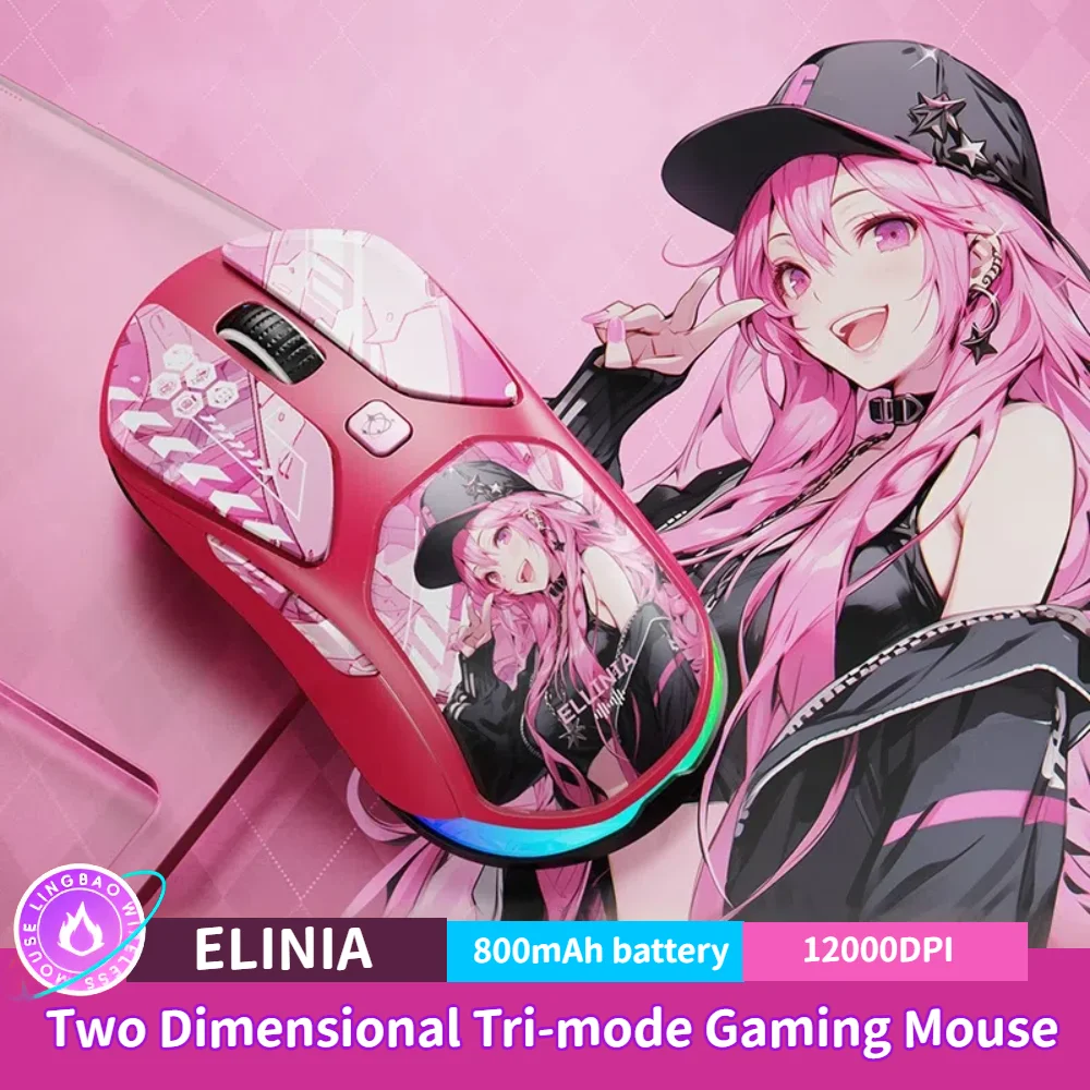 Tri-mode sem fio anime gaming cosplay mouse bluetooth + 2.4g sem fio \ wried ergonomia macro definição programação dos desenhos animados ratos