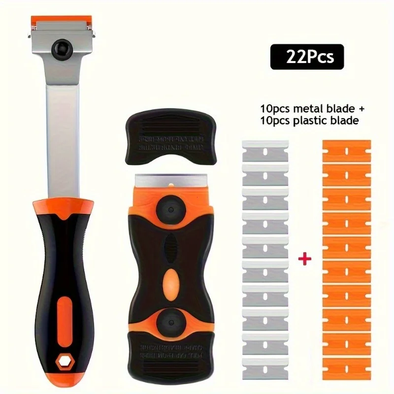 Razor Blade Scraper Double Edged Razor Blade Scraper Tool with 20 Pcs Razor Blades Glass Scraper for Windows Decals Tint
