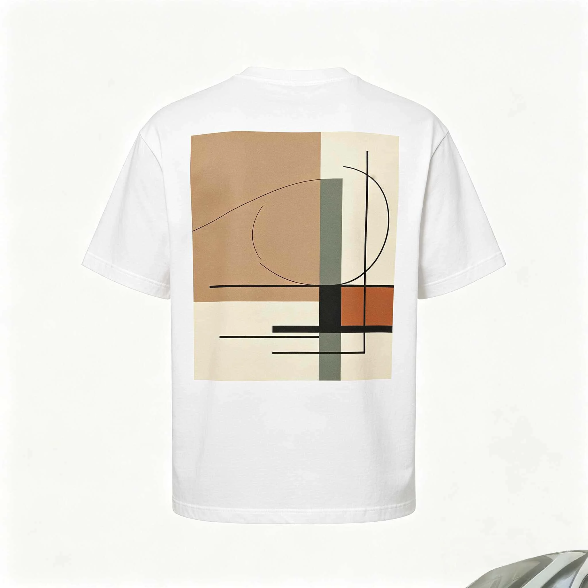 Minimalist Geometric T-Shirt Men Women Quiet Luxury Tee Abstract Line Art Shirt Unisex Back Print Premium Cotton Top Black White US Local Shipping 3-5 Days Delivery