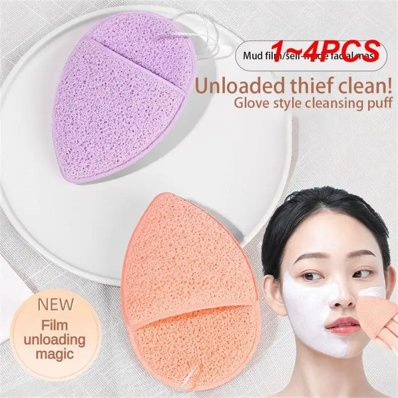 

1~4PCS Glove Type Cleansing Puff Deep Cleaning Suitable For Makeup Removal Convenient Innovative Makeup Tools