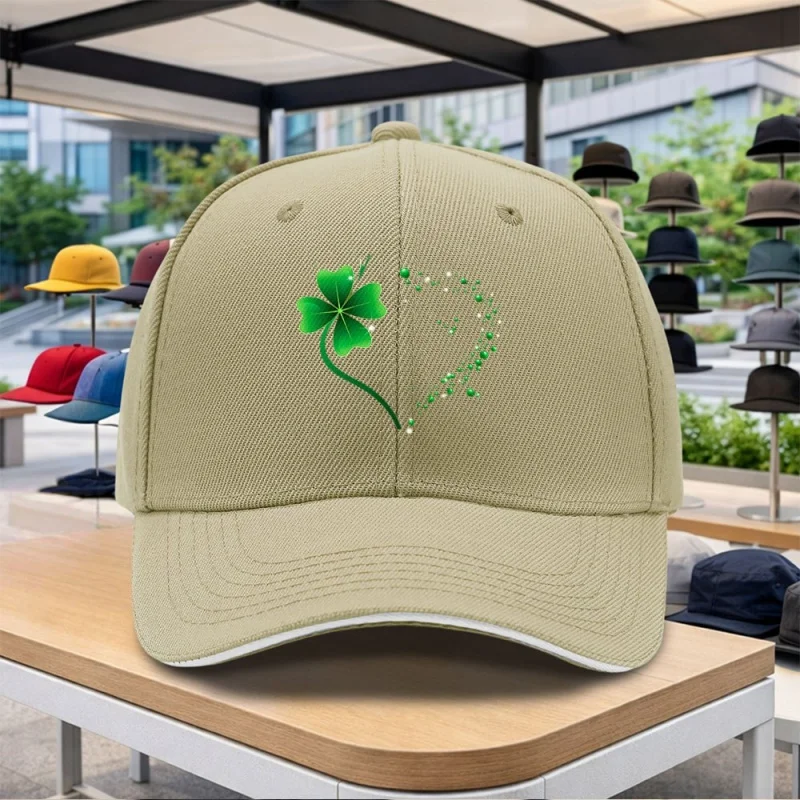 1pc Clover Lucky Adjustable Sandwich Baseball Cap [Trendy Print Craftsmanship] Suitable for Outdoor Sports And Camping Enthusias