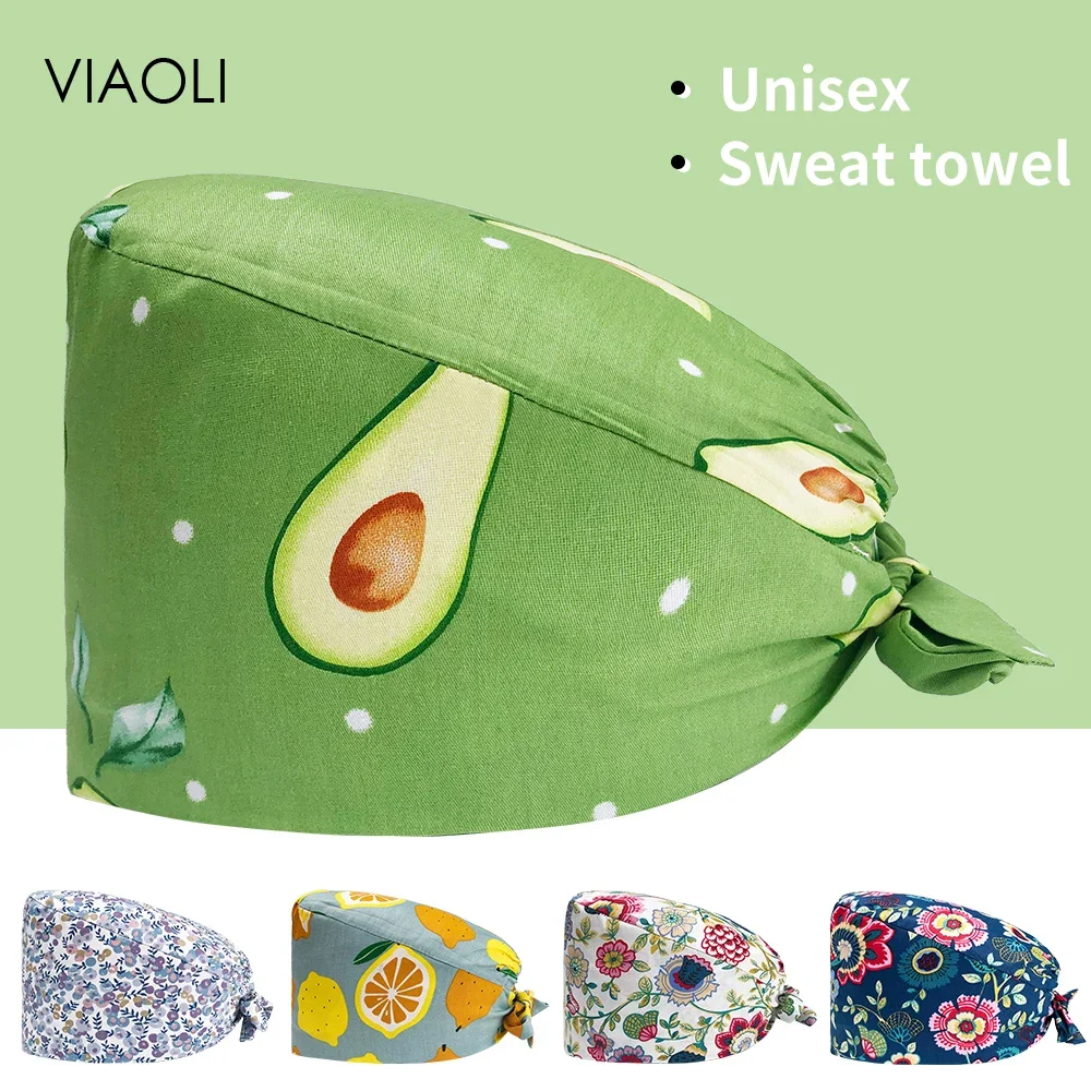 

Cotton Women's Operating Room Work Hat Printed Adjustable Scrub Hat Beauty Salon Nursing Caps Nurse Accessories Wholesale Prices